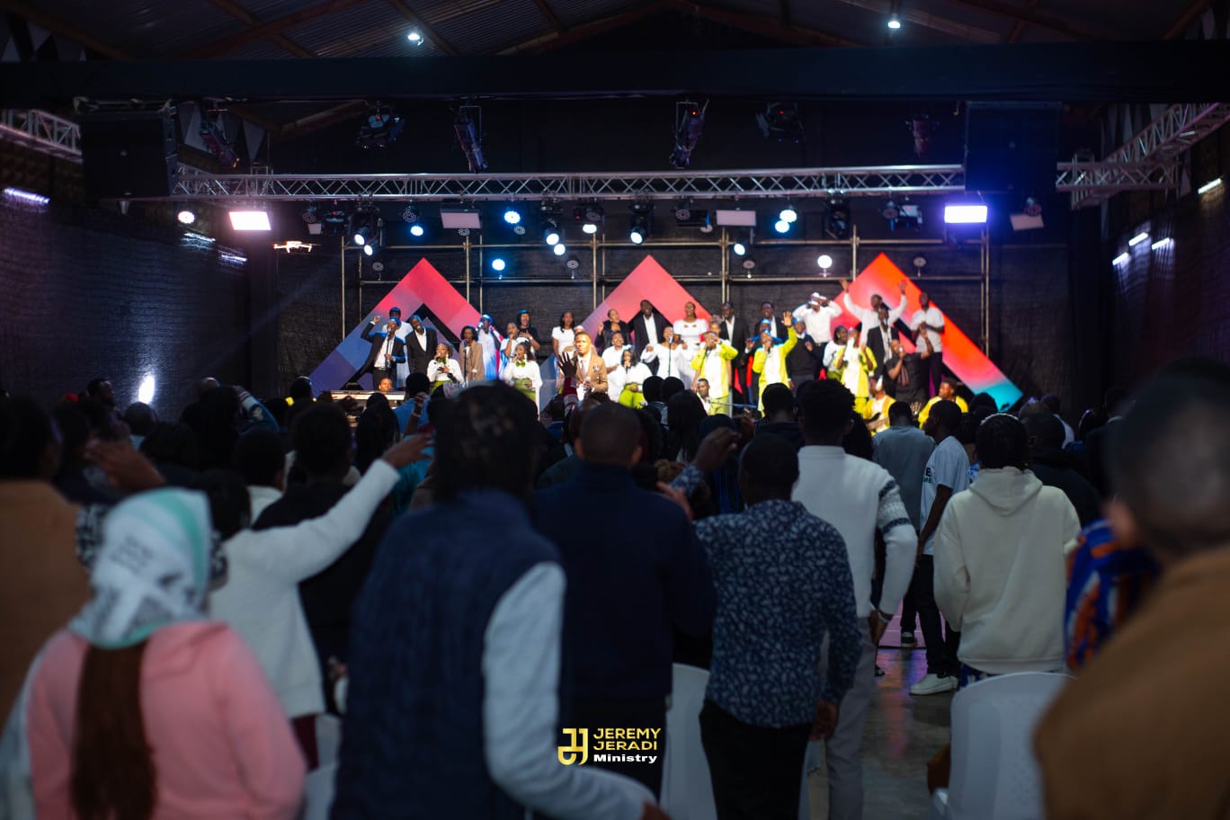 Worship gathering at an evening service