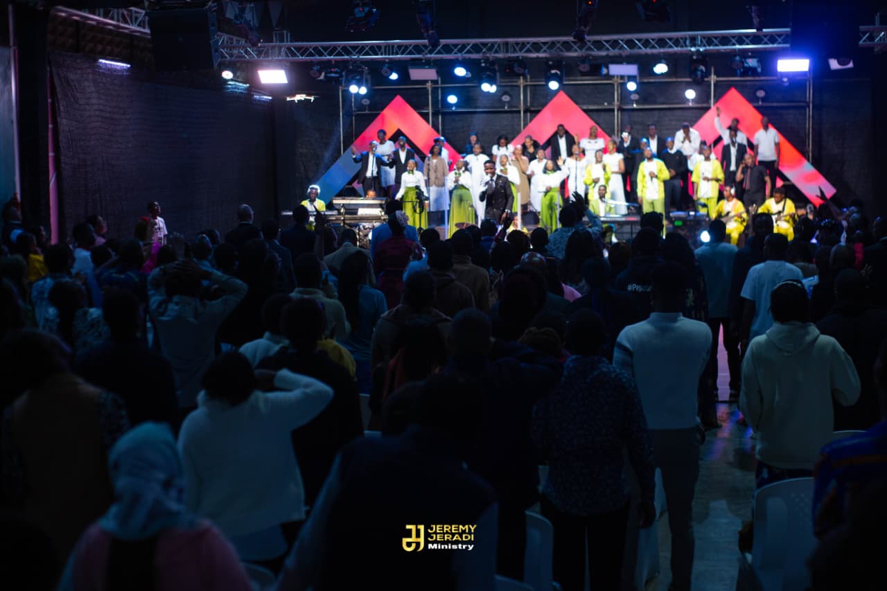 Choir leading worship on stage